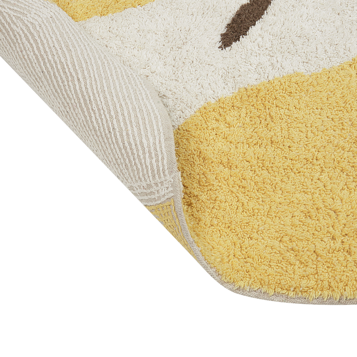 Tappeto in cotone beige chiaro e giallo ø 140 cm rotondo stile boho Soggiorno Bambini Camera dei bambini