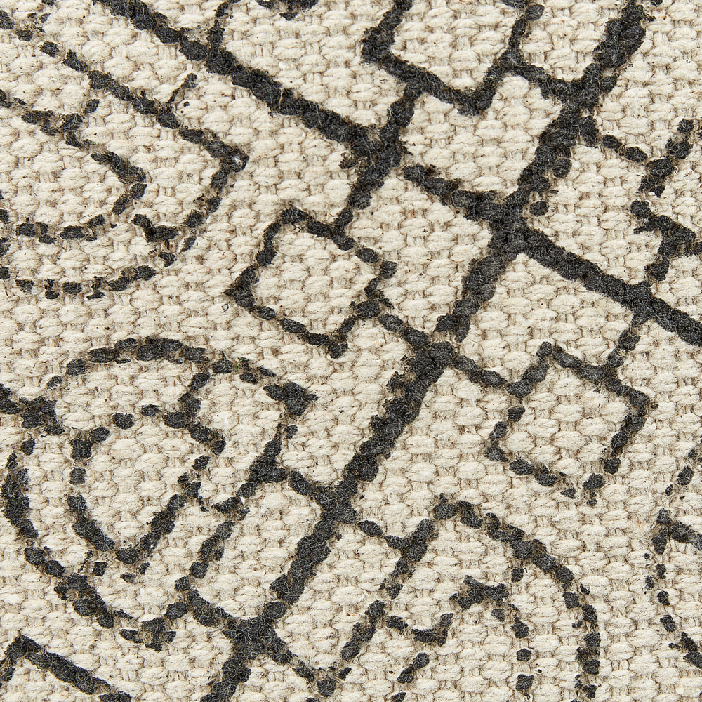 Pouf in cotone beige e nero 50 x 30 cm con motivo stampato Seduta decorativa fatta a mano in stile moderno Boho Soggiorno Camera da letto