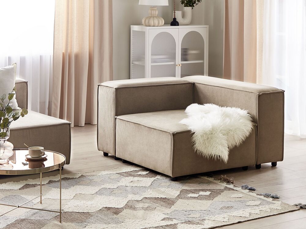 Modulo angolare a 1 posto rivestimento in velluto a coste marrone soggiorno stile moderno