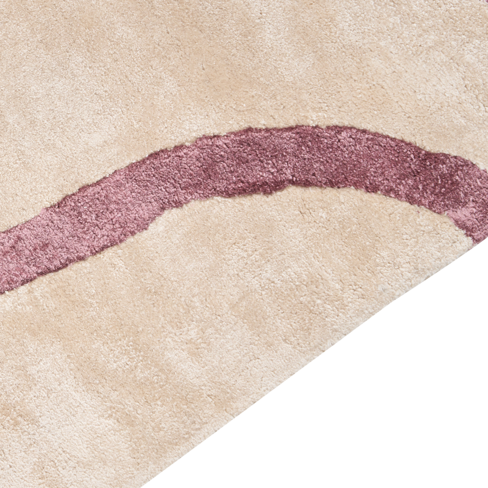 Tappeto in viscosa e cotone a pelo corto beige e rosa 160 x 230 cm stile moderno glamour