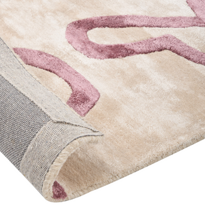 Tappeto in viscosa e cotone a pelo corto beige e rosa 160 x 230 cm stile moderno glamour