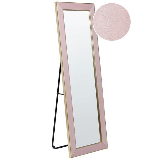 Specchio da terra in velluto rosa 50 x 150 cm cornice decorativa con supporto glamour da terra sospeso per armadio camera da letto soggiorno