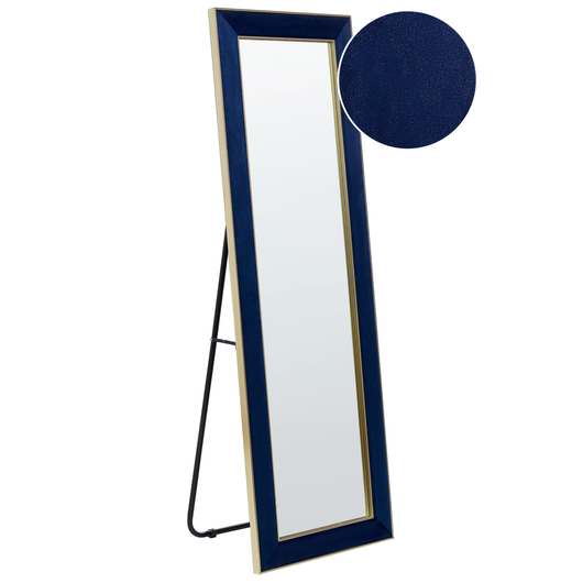 Specchio da terra in velluto blu 50 x 150 cm cornice decorativa con supporto glamour da terra sospeso per armadio camera da letto soggiorno
