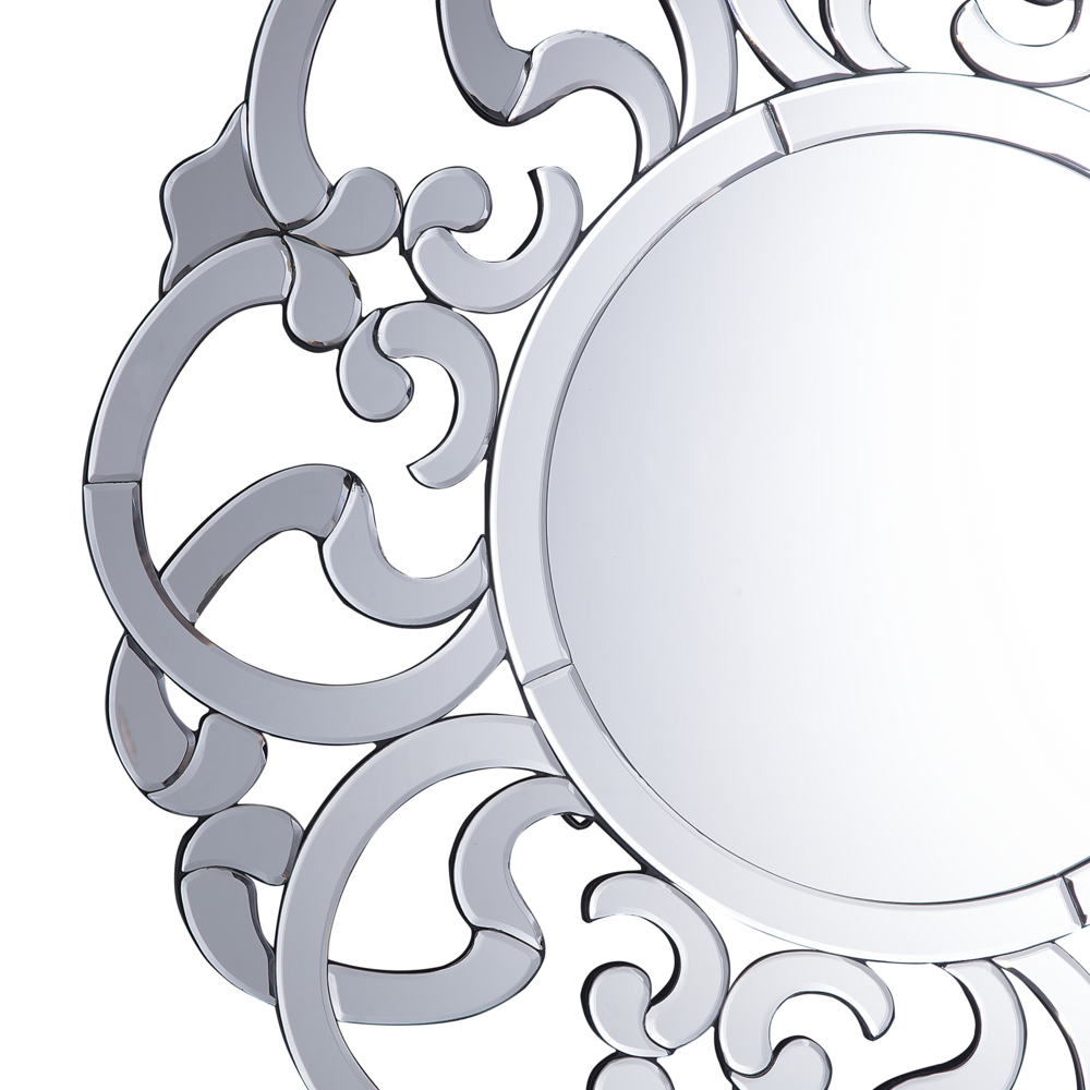 Specchio da parete argento 70 cm rotondo decorativo cornice irregolare soggiorno camera da letto vanità