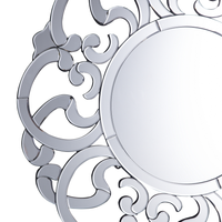 Specchio da parete argento 70 cm rotondo decorativo cornice irregolare soggiorno camera da letto vanità