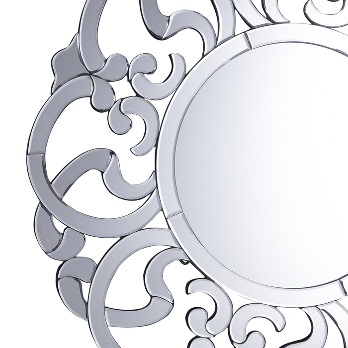 Specchio da parete argento 70 cm rotondo decorativo cornice irregolare soggiorno camera da letto vanità