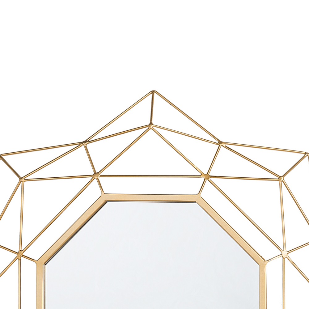 Specchio appeso a parete dorato 60 cm rotondo Art Déco Glamour Hollywood cornice geometrica