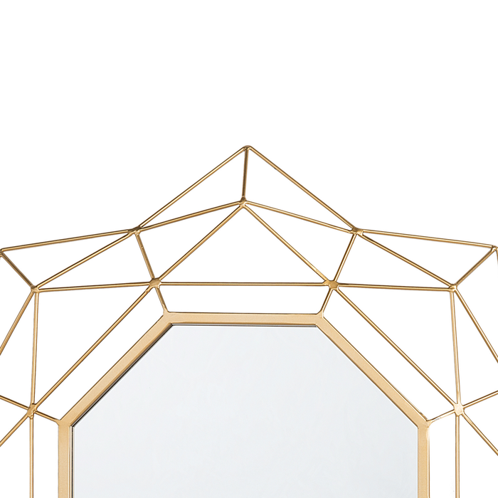 Specchio appeso a parete dorato 60 cm rotondo Art Déco Glamour Hollywood cornice geometrica