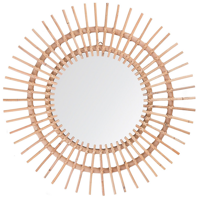 Specchio da parete Rattan beige ø 76 cm Decorativo Corridoio Boho