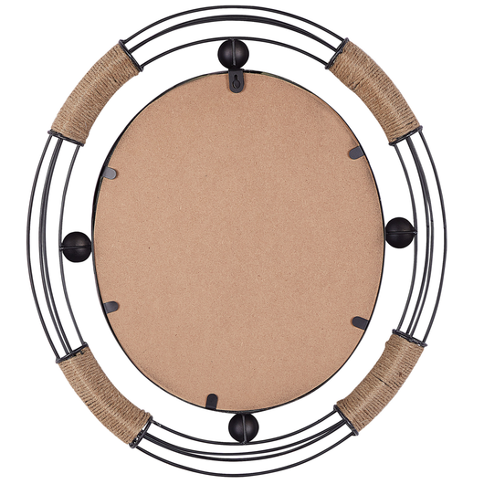 Specchio da parete in legno chiaro rotondo 60 cm con cornice in legno massello fatto a mano geometrico rustico