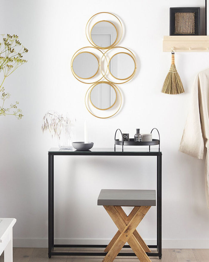 Specchio da parete moderno in metallo dorato 4 pezzi 50 x 80 cm pezzo decorativo o