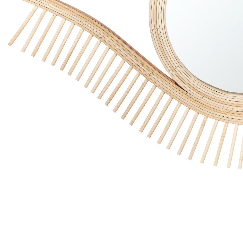 Specchio Decorativo in Legno Chiaro 48 x 79 cm in stile boho rustico fatto a mano