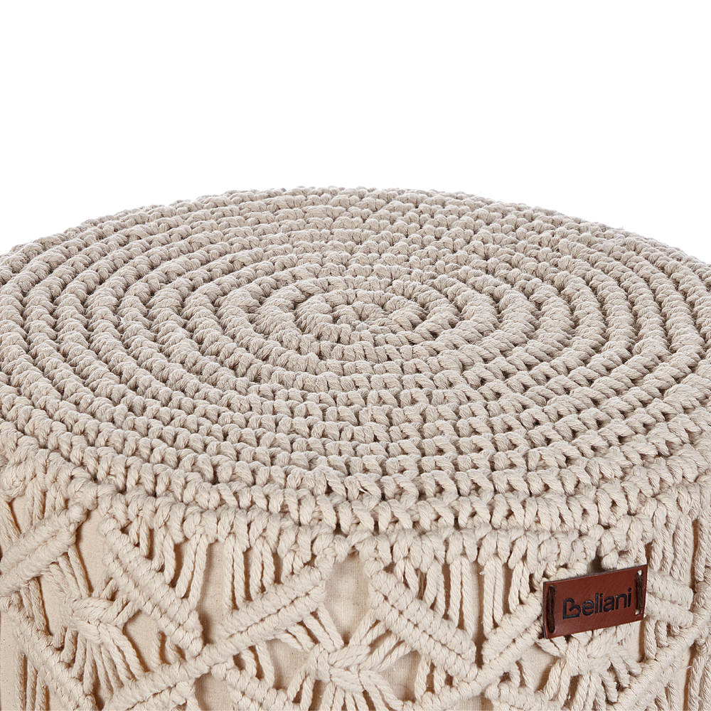 Sgabello cotone macramè beige fatto a mano boho camera da letto soggiorno cameretta