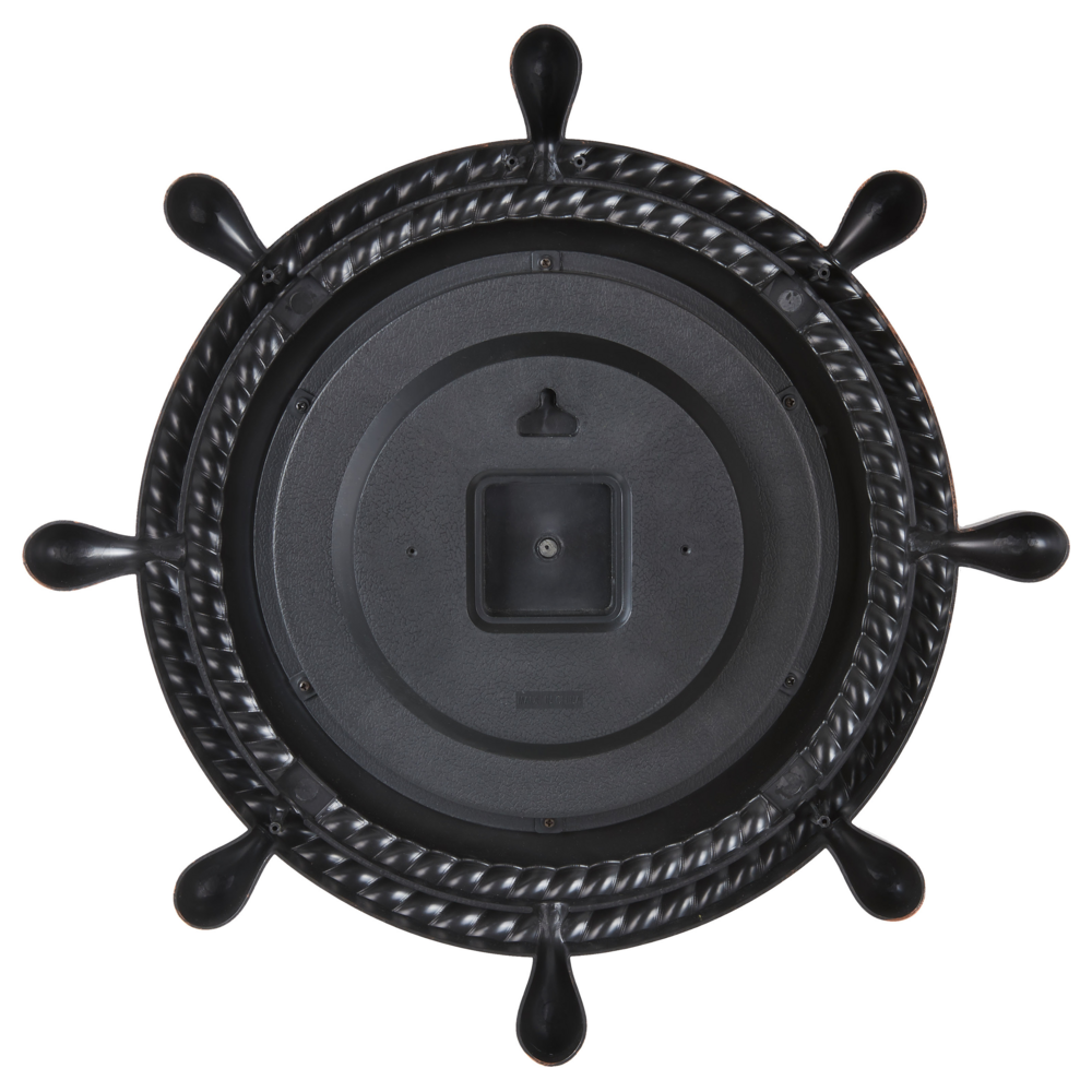 Specchio da parete a forma di timone in materiale sintetico color marrone 46 cm stile nautico