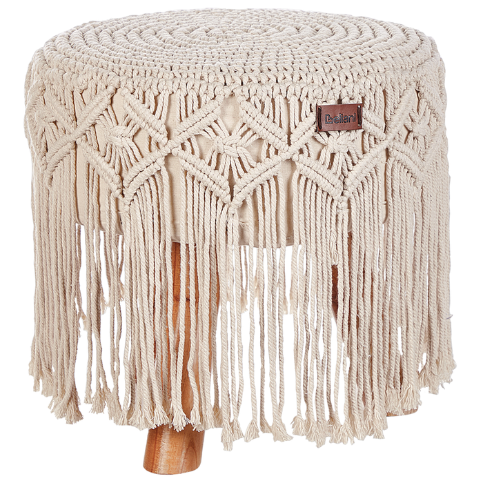 Sgabello cotone macramè beige fatto a mano boho camera da letto soggiorno cameretta