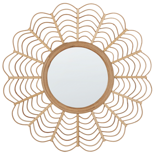 Specchio da parete decorativo cornice in rattan naturale ø 60 cm