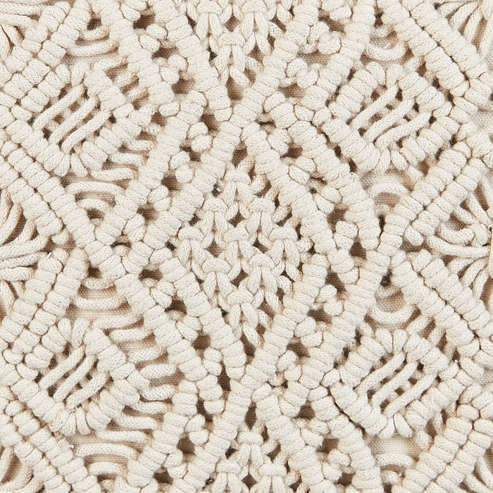 Set di 2 cuscini in cotone e macramè con frange e motivo intrecciato beige stile boho elegante salotto