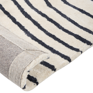 Tappeto da giardino bianco e nero lana di viscosa 200 x 300 cm trapuntato a mano a pelo basso soggiorno