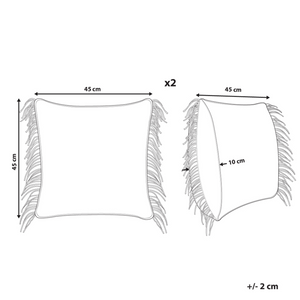 Set di 2 cuscini in cotone macramè con intrecciato con frange grigie 45 x 45 cm stile boho elegante