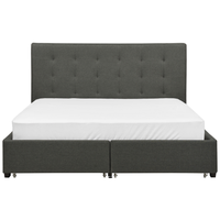 Letto contenitore matrimoniale imbottito grigio scuro con rete a doghe e cassetti 160 x 200 cm