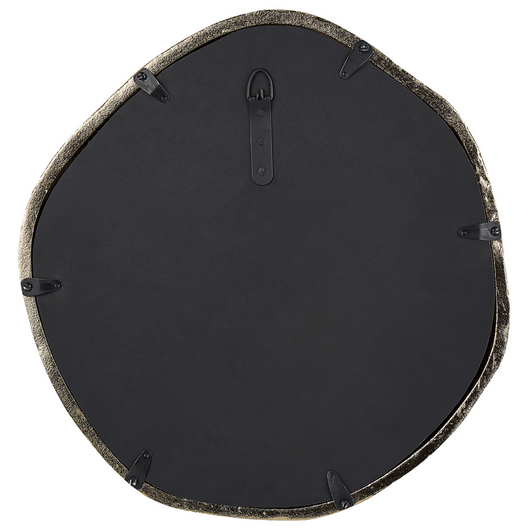 Specchio dal design moderno con cornice dalla forma irregolare in alluminio color oro 42 x 40 cm