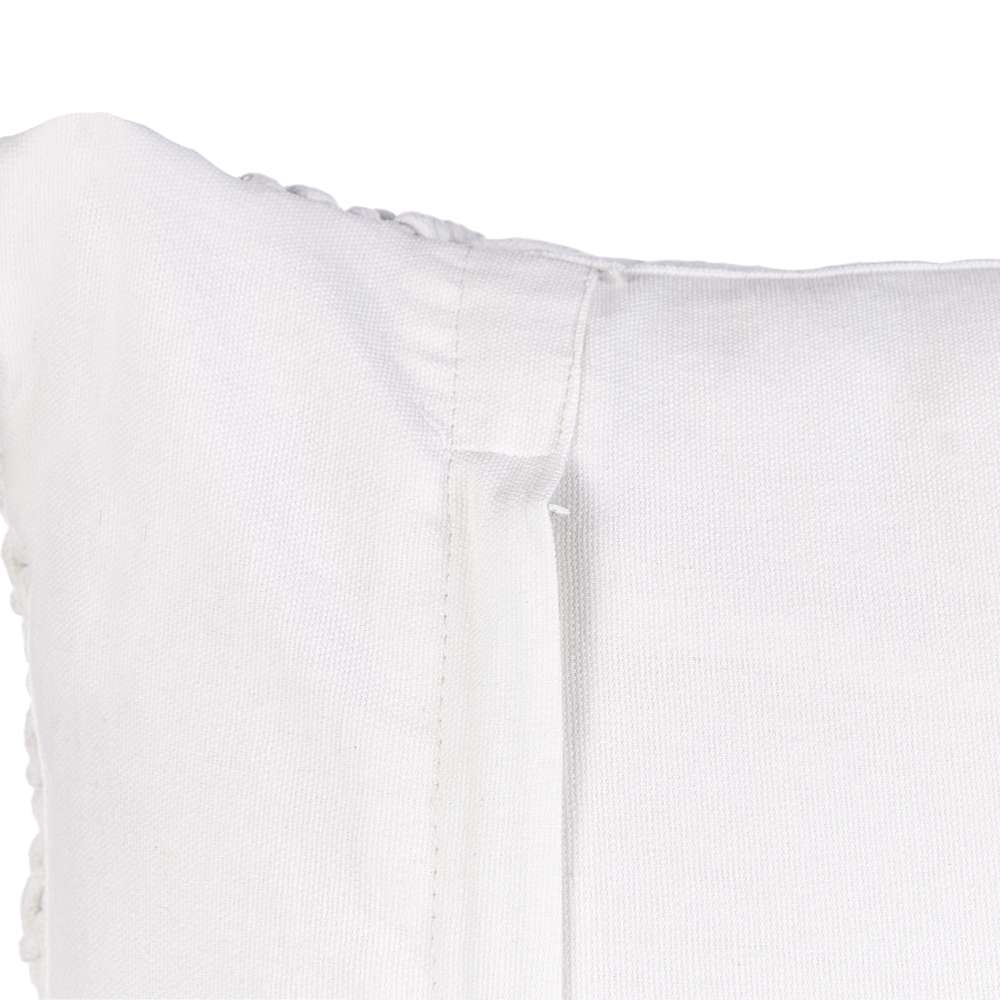 Set di 2 cuscini in cotone eacrame con motivo intrecciato bianco e frange 45 x 45 cm stile boho eleganti