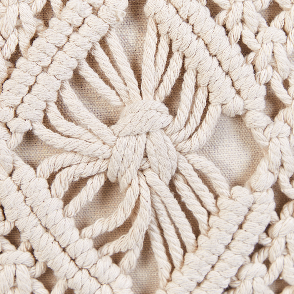 Set di 2 cuscini in cotone e macrame con motivo intrecciato e frange beige 45 x 45 cm stile boho elegante