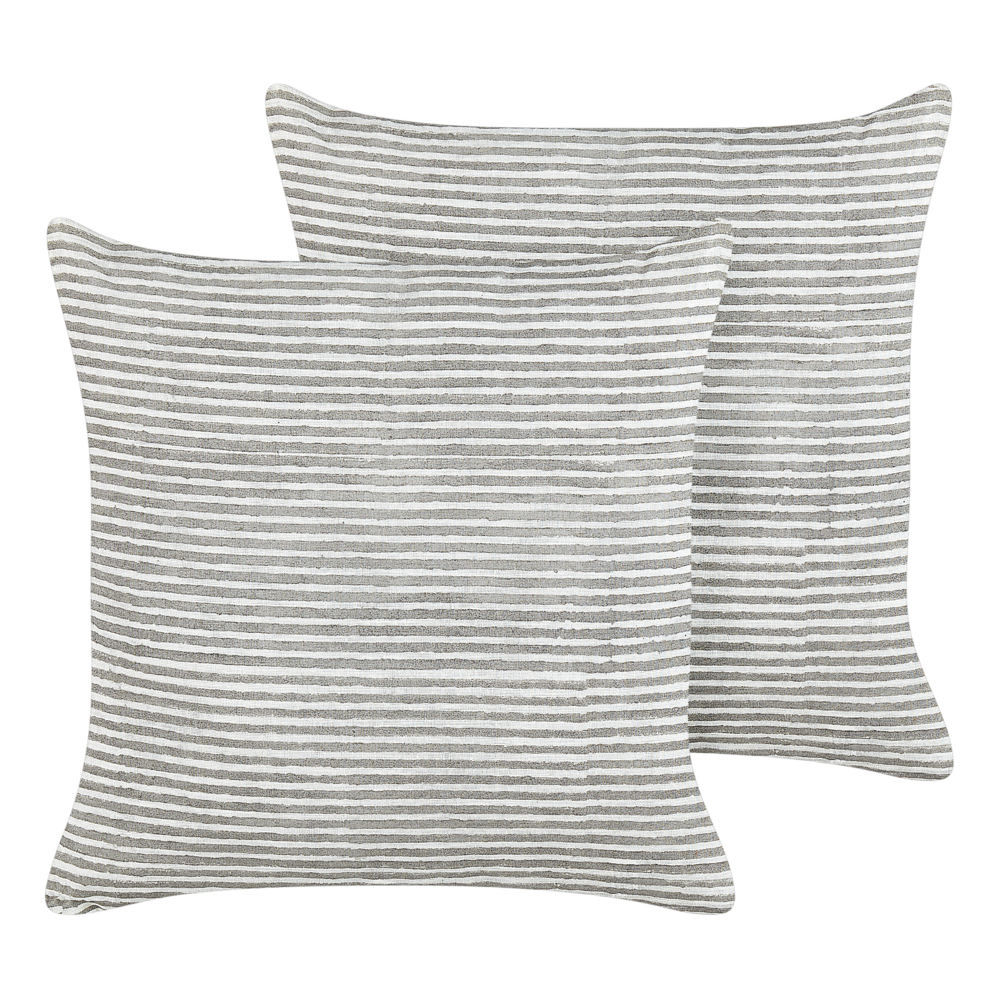 Set di 2 cuscini in lino e cotone con motivo a righe grigio e bianco 50 x 50 cm accessori salotto