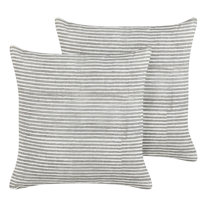 Set di 2 cuscini in lino e cotone con motivo a righe grigio e bianco 50 x 50 cm accessori salotto