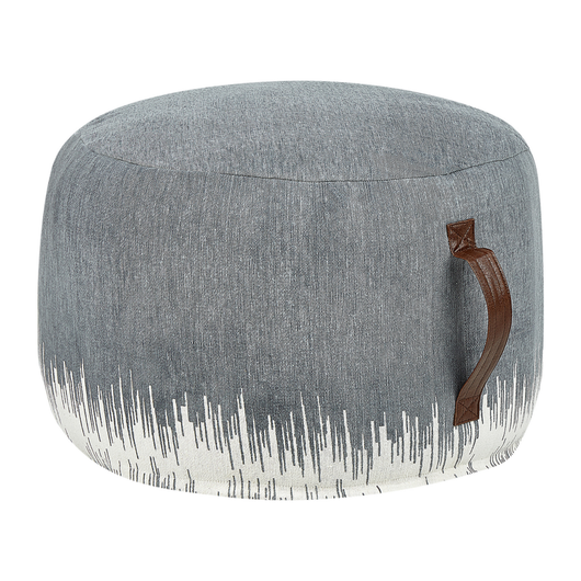 Pouf Bianco Grigio Cotone 50 x 30 cm Gradiente Stampato Modello Decorativo Seduta fatta a mano Boho Stile Moderno Soggiorno Camera da Letto