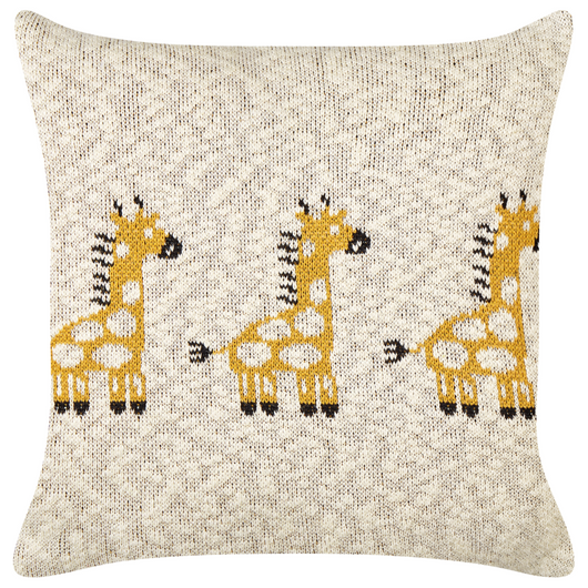 Set di 2 cuscini decorativi per bambini in cotone beige 45 x 45 cm con motivo a giraffa Accessorio per la cameretta dei bambini
