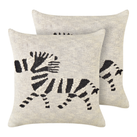 Set di 2 cuscini decorativi per bambini in cotone beige 45 x 45 cm con motivo a zebra Accessorio per la cameretta dei bambini