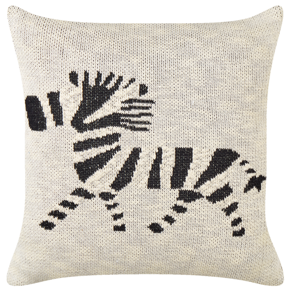 Set di 2 cuscini decorativi per bambini in cotone beige 45 x 45 cm con motivo a zebra Accessorio per la cameretta dei bambini
