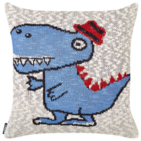 Set di 2 cuscini decorativi per bambini in cotone beige e blu 45 x 45 cm con motivo Dino Accessorio per la cameretta dei bambini