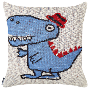 Set di 2 cuscini decorativi per bambini in cotone beige e blu 45 x 45 cm con motivo Dino Accessorio per la cameretta dei bambini