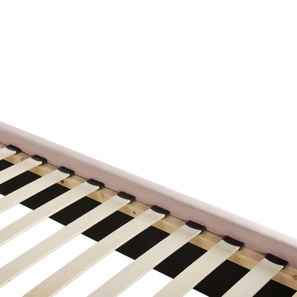 Letto in velluto color rosa 180 x 200 cm testiera alta decorata con bottoncini stile retrò e tradizionale