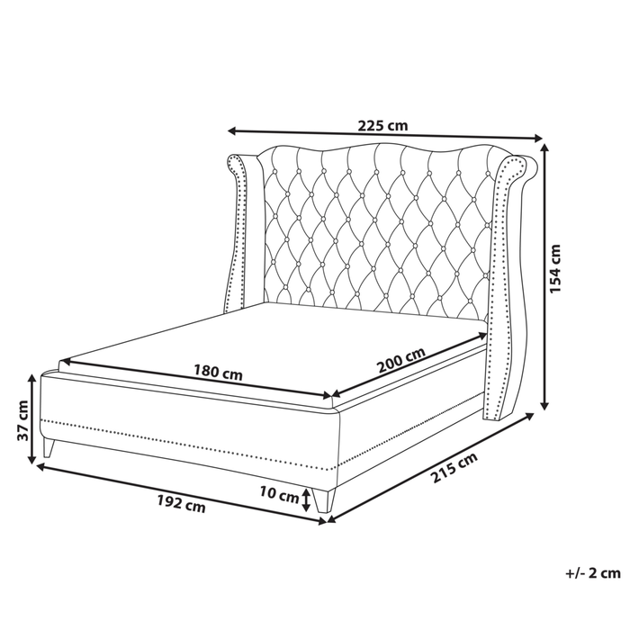 Letto in velluto color rosa 180 x 200 cm testiera alta decorata con bottoncini stile retrò e tradizionale