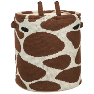 Set di 2 cestini portaoggetti per bambini in cotone beige e marrone Giraffa con maniglie per giocattoli