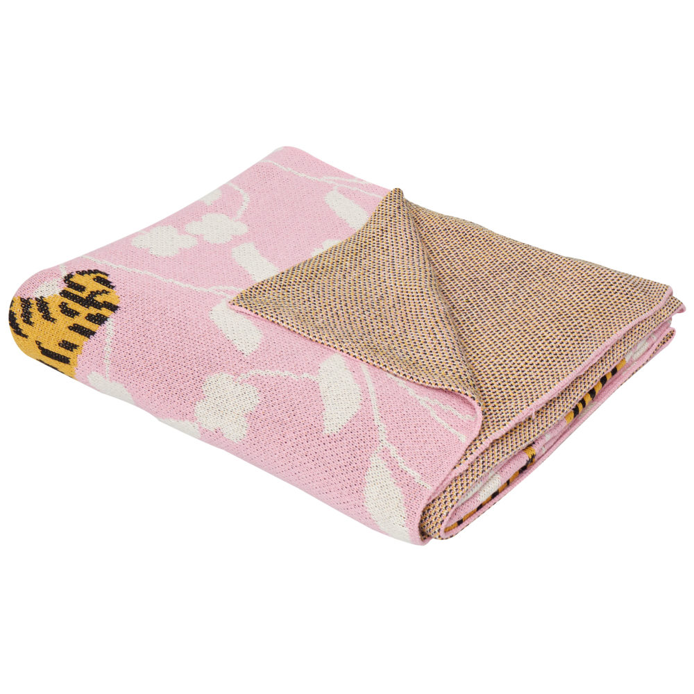 Coperta per bambini Cotone rosa 130 x 180 cm Lancio per il letto Accogliente motivo tigrato Camera da letto Camera dei bambini Design moderno