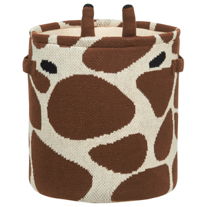 Set di 2 cestini portaoggetti per bambini in cotone beige e marrone Giraffa con maniglie per giocattoli