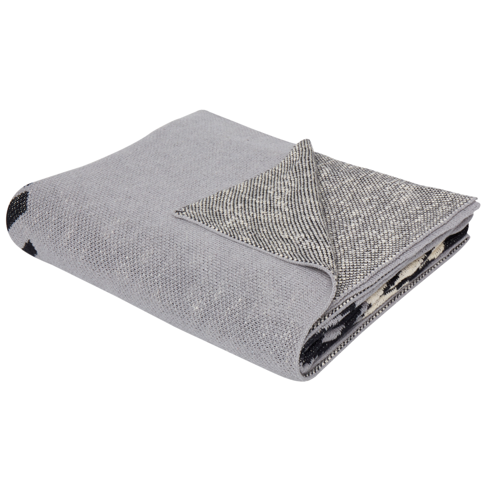 Coperta per bambini in cotone grigio 130 x 180 cm Lancio per il letto Accogliente motivo leone Camera da letto Camera dei bambini Design moderno