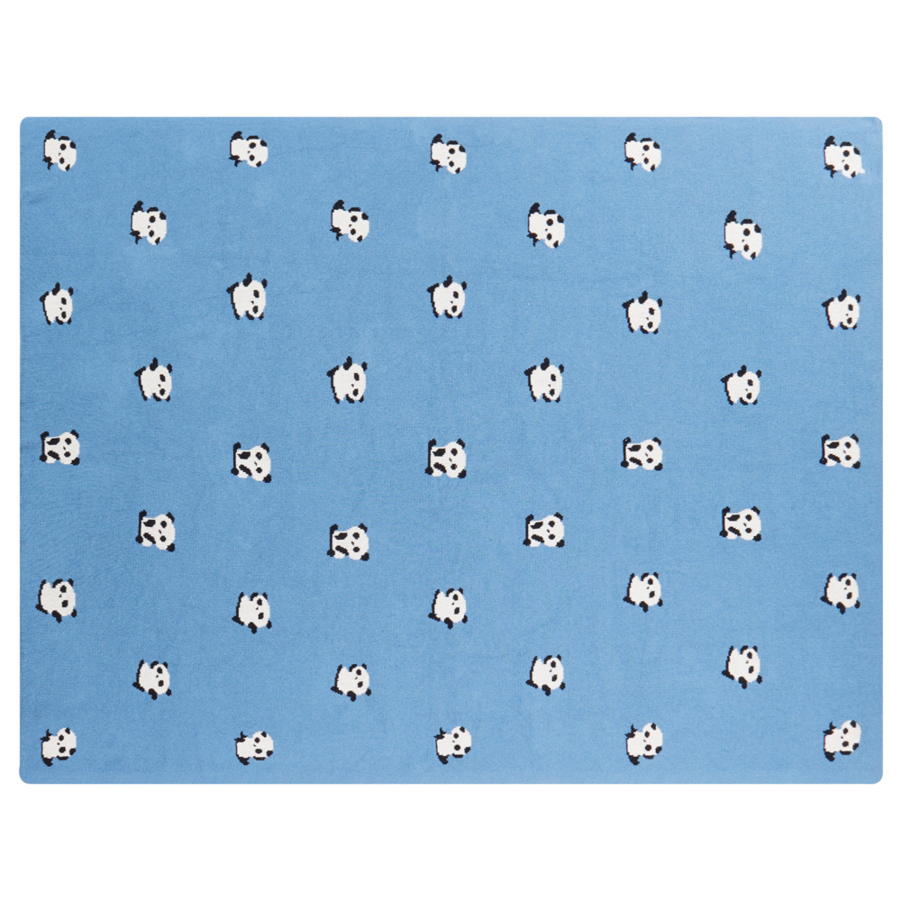 Copertina in cotone blu per la cameretta con motivo panda 130 x 170 cm stile moderno