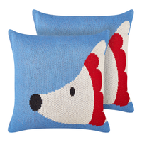 Set di 2 cuscini decorativi per bambini in cotone blu 45 x 45 cm con motivo a riccio Accessorio per la camera da letto dei bambini