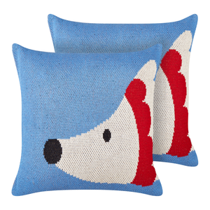 Set di 2 cuscini decorativi per bambini in cotone blu 45 x 45 cm con motivo a riccio Accessorio per la camera da letto dei bambini