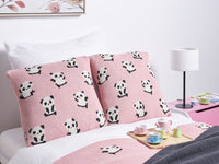 Set di 2 cuscini decorativi per bambini con motivo a panda in cotone rosa 45 x 45 cm accessori per la cameretta