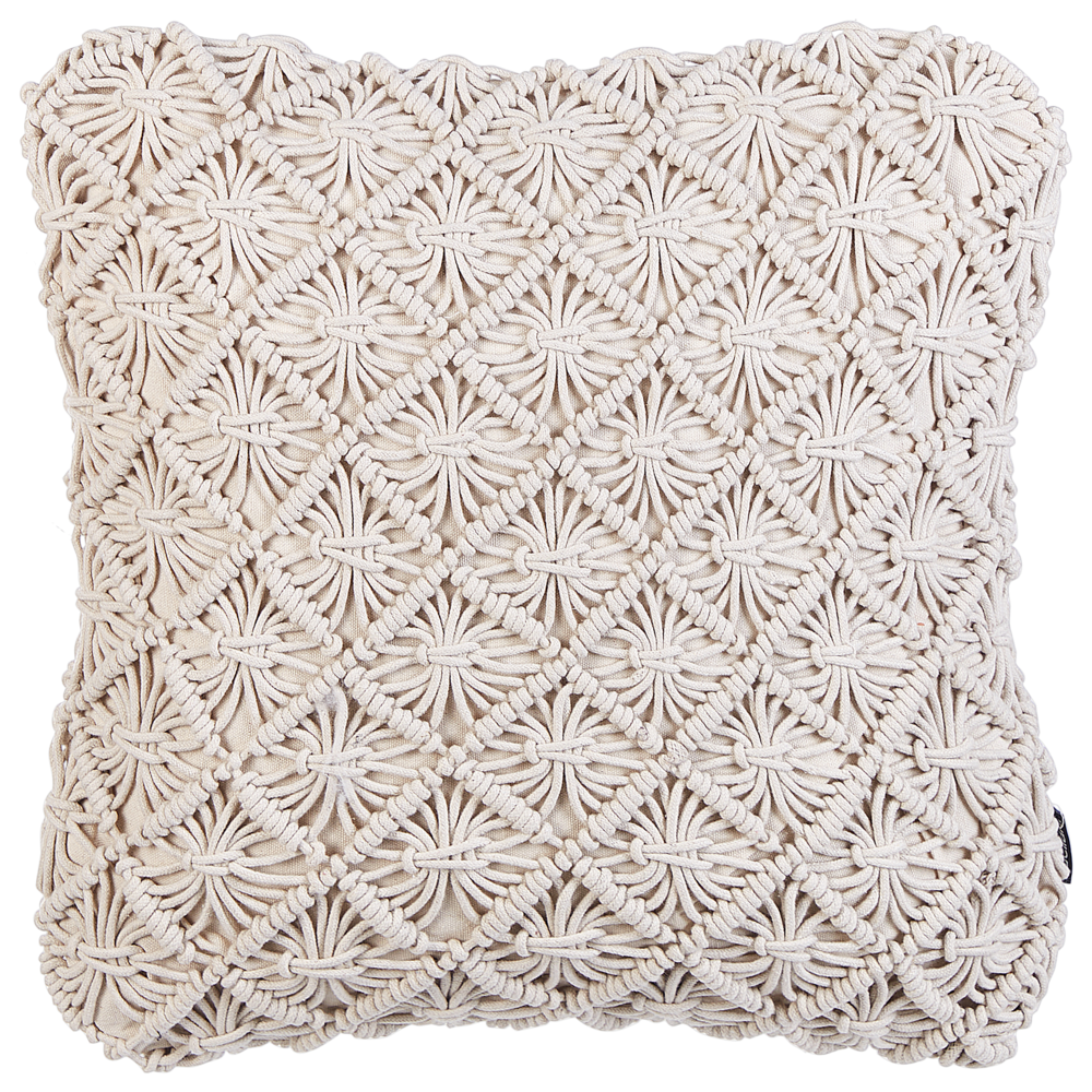 Set di 2 cuscini in cotone lavorato a maglia beige chiaro 45 x 45 cm Corda Boho Retro Decor Accessori