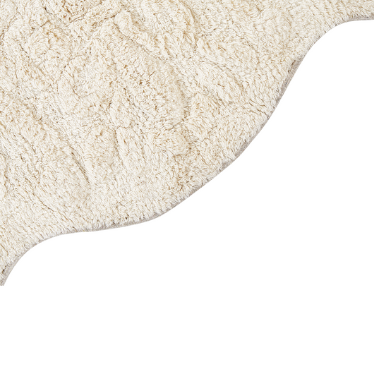 Tappeto da bagno Beige Cotone 150 x 60 cm Forma irregolare Motivo decorativo Tappeto da bagno Accessori da bagno Design moderno