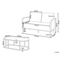 Divano da giardino a 2 posti in metallo e alluminio con spessi cuscini idrorepellenti bianco sporco esterno patio stile moderno