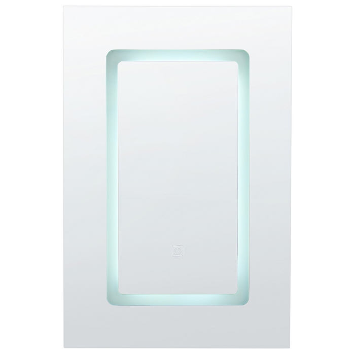 Specchiera da bagno in vetro nero e legno ingegnerizzato con LED 40 x 60 cm Design moderno