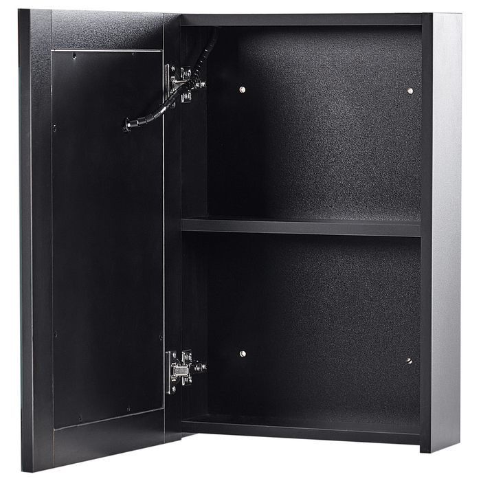 Specchiera da bagno in vetro nero e legno ingegnerizzato con LED 40 x 60 cm Design moderno